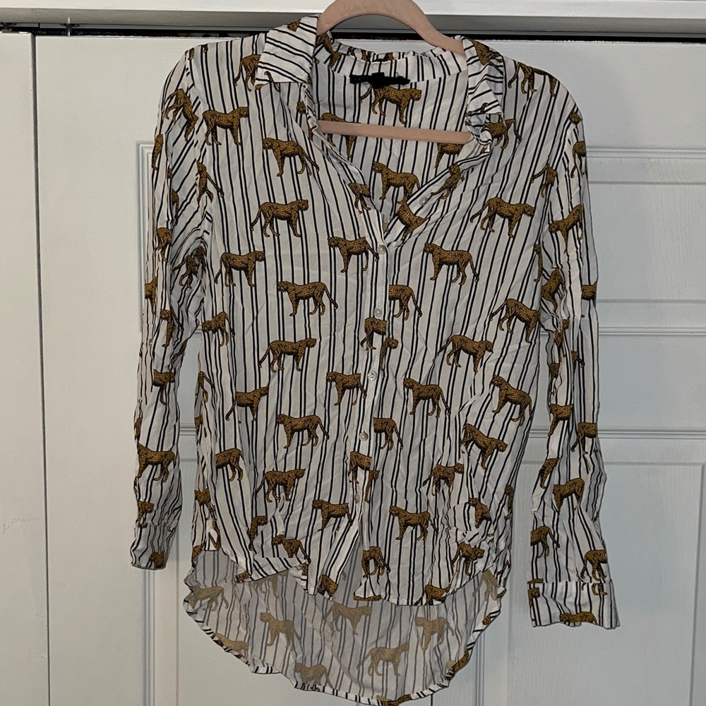 Button-Up Shirt with Cheetah Pattern